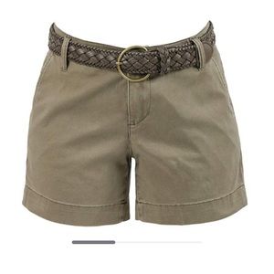 One 5 One shorts in khaki with brown belt